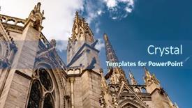  Presentation with roman catholic - Presentation design enhanced with bordeaux-cathedral-roman-catholic-saint background and a ocean colored foreground