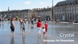  Presentation with river port - Presentation theme consisting of bordeaux-france-august-13-2015 background and a gray colored foreground
