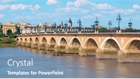  Presentation with cable stayed bridge over river - Presentation theme having bordeaux-river-and-bridge-france background and a seafoam green colored foreground