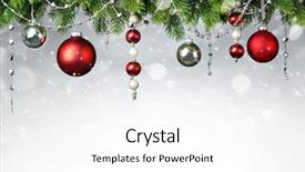  Presentation with fir tree - Slides with defocused scene of crowd of people attending public concert celebrating new year festival in city in evening background and a tawny brown colored foreground.