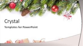  Presentation with snow tree - Beautiful PPT layouts featuring border - christmas tree branch with snow backdrop and a white colored foreground