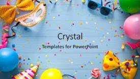  Presentation with colorful birthday frame party - Audience pleasing PPT theme consisting of border - colorful frame with party items backdrop and a light blue colored foreground