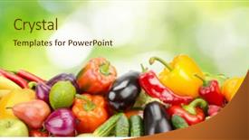  Presentation with abstract green - Colorful PPT theme enhanced with border - panorama of vegetables and fruits backdrop and a soft green colored foreground