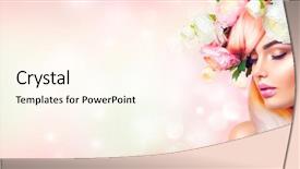  Presentation with beauty makeup - Audience pleasing PPT theme consisting of border - spring woman beauty summer model backdrop and a cream colored foreground