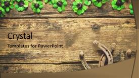  Presentation with wooden - Slide deck with green clover leafs border - st patrick's day horseshoe background and a coral colored foreground