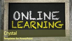  Presentation with chalkboard - Presentation theme enhanced with border classroom - online learning written on chalkboard background and a tawny brown colored foreground