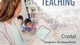  Presentation with teaching - Cool new PPT theme with border classroom - teaching text and school teacher backdrop and a lemonade colored foreground