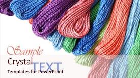  Presentation with thread - Colorful presentation theme enhanced with cross border - colorful cotton craft thread backdrop and a sky blue colored foreground
