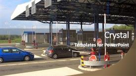  Presentation with border - Presentation theme featuring government control - border crossing point in serbia background and a tawny brown colored foreground