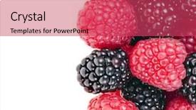  Presentation with frame border - Slide deck with border frame of blackberries dewberries with raspberries close up on white background and a red colored foreground