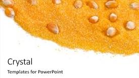  Presentation with maize - Colorful slide deck enhanced with border heap of cornmeal maize flour surface isolated on white background backdrop and a white colored foreground