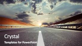  Presentation with soil red - Amazing PPT layouts having border line - asphalt road trough hills backdrop and a dark gray colored foreground