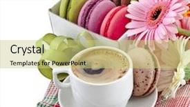  Presentation with flower border - Beautiful PPT theme featuring border of macaroons cookies backdrop and a yellow colored foreground