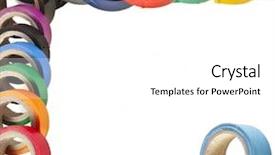  Presentation with roll - PPT theme having border of multicolored insulating tapes background and a white colored foreground