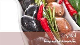  Presentation with border organic vegetables on wood - Colorful presentation design enhanced with border of olives dish backdrop and a coral colored foreground
