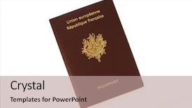  Presentation with passport - Beautiful PPT theme featuring border patrol - european passport backdrop and a coral colored foreground