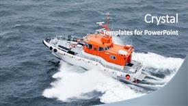  Presentation with sea water - Slides having border patrol - white boat floats in sea background and a seafoam green colored foreground