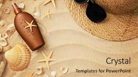  Presentation with straw - Audience pleasing slide deck consisting of border protection - suntan cream bottle summer straw backdrop and a lemonade colored foreground