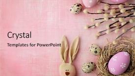  Presentation with easter bunny yellow spring flower - Slide deck with border spring bird - easter eggs and flowers background and a  colored foreground