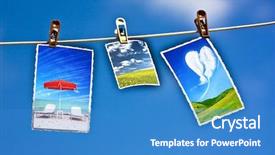  Presentation with explanation photo - Presentation theme featuring border spring bird - photo hanging on a clothesline background and a  colored foreground