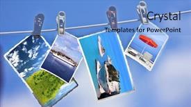  Presentation with 75th birthday photos heading - Presentation theme featuring border spring bird - vacation photos hanging background and a light blue colored foreground