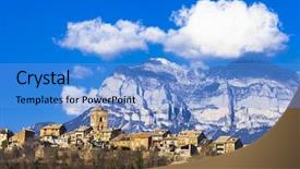  Presentation with married couples on the mountain - Audience pleasing slide set consisting of border town - ainsa- authentic mountain village backdrop and a teal colored foreground