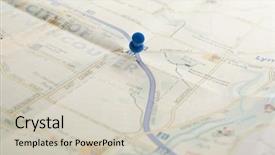  Presentation with border - Colorful PPT theme enhanced with border town - blue pin on the map backdrop and a soft green colored foreground