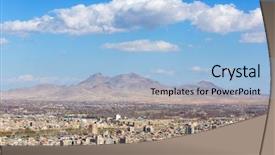  Presentation with iran - Slide deck featuring border town - urmia city aerial view background and a light blue colored foreground