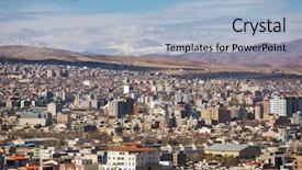  Presentation with iran - Presentation theme consisting of border town - urmia city aerial view background and a light blue colored foreground