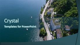  Presentation with lake - Colorful slide deck enhanced with border town - view of brissago overlooking lake backdrop and a ocean colored foreground