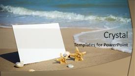  Presentation with announcement - PPT theme having border travel - summer sea empty beach paper background and a  colored foreground