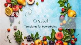  Presentation with berries - Presentation theme consisting of border watermelon - still life of various fruits background and a sky blue colored foreground