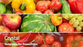  Presentation with photo collage - PPT theme featuring border watermelon - three panoramic photos of fruits background and a crimson colored foreground