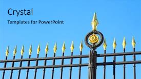  Presentation with dubai skyline on blue sky - Cool new PPT layouts with borders accents - metal fencing over blue sky backdrop and a light gray colored foreground