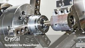  Presentation with industrial - Beautiful PPT theme featuring turning machine - industrial metal work bore machining backdrop and a light gray colored foreground