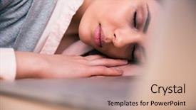  Presentation with sleeping - Colorful presentation theme enhanced with bore pile - beautiful business woman sleeping backdrop and a coral colored foreground