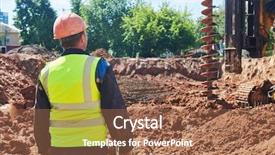  Presentation with drilling rig - Theme with bore pile - boring holes in ground background and a coral colored foreground