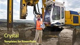  Presentation with mechanic - Amazing PPT theme having bore pile - chief mechanic engineer backdrop and a tawny brown colored foreground