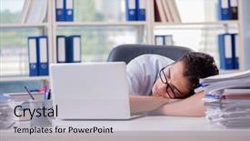  Presentation with tired runner - Beautiful PPT layouts featuring bore pile - tired exhausted businessman sitting backdrop and a  colored foreground