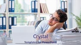  Presentation with tired - Colorful slide deck enhanced with bore pile - tired exhausted businessman sitting backdrop and a  colored foreground