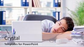  Presentation with tired - Theme enhanced with bore pile - tired exhausted businessman sitting background and a light gray colored foreground
