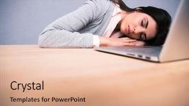  Presentation with sleeping - Slide set having bore pile - young pretty woman sleeping background and a coral colored foreground