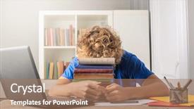  Presentation with colorful - PPT layouts consisting of bore student - blone guy hiding behind background and a coral colored foreground