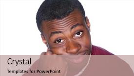  Presentation with preschool hand wash - PPT theme with bore student - teenage boy resting his head background and a coral colored foreground