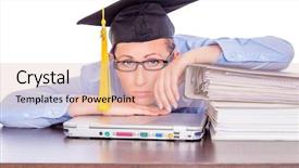  Presentation with learning - Presentation consisting of bore student - upset female learning for college background and a  colored foreground