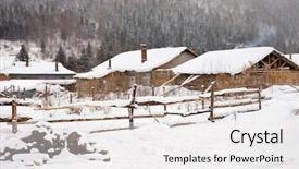  Presentation with rural - Colorful theme enhanced with boreal forest - rural winter landscape backdrop and a  colored foreground