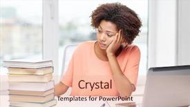  Presentation with education through technology - PPT theme consisting of bored african american young woman background and a lemonade colored foreground