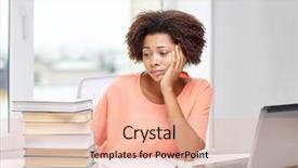  Presentation with technology education - Presentation theme enhanced with bored african american young woman background and a lemonade colored foreground