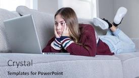  Presentation with teen girl - Cool new slide deck with bored-and-tired-teen-girl backdrop and a light blue colored foreground