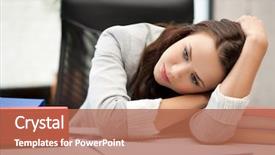  Presentation with tired - PPT theme with bored and tired woman behid background and a red colored foreground